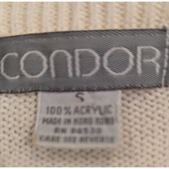 Vintage 80s Deadstock Ivory Drop Waist Condor oversized preppy sweater SZ S - Picture 3 of 4